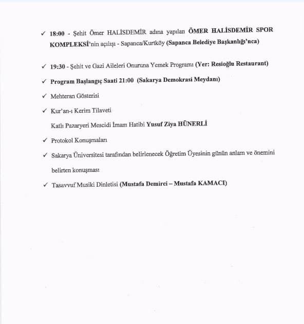 15 Temmuz anma etkinlikleri açıklandı