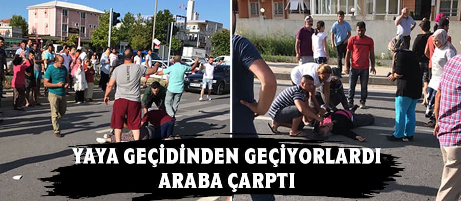Otomobil yayalara çarptı