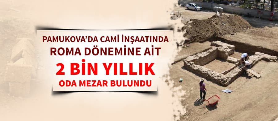 Cami inşaatında Roma dönemine ait mezar bulundu