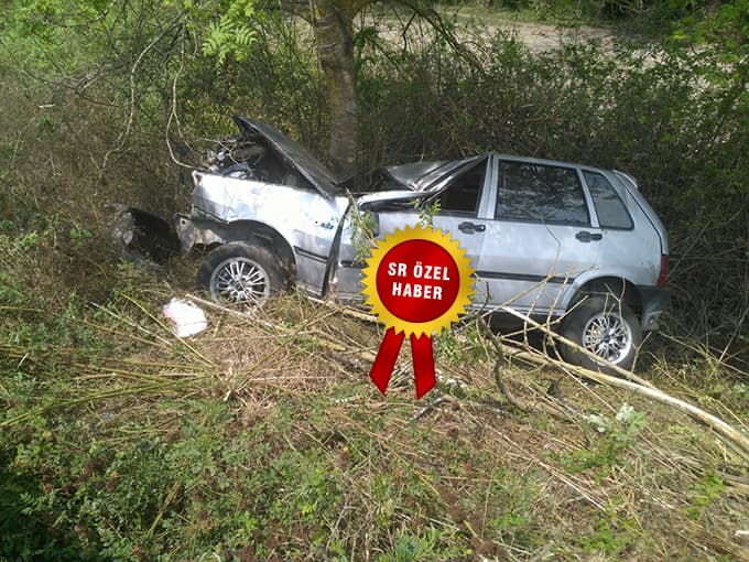 Otomobil şarampole uçtu