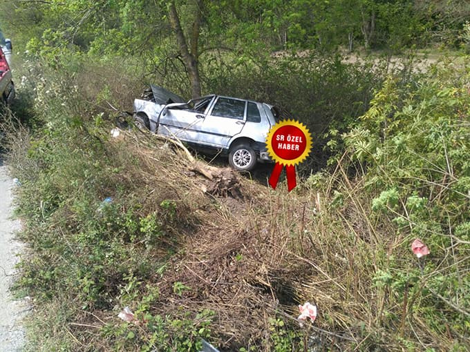 Otomobil şarampole uçtu