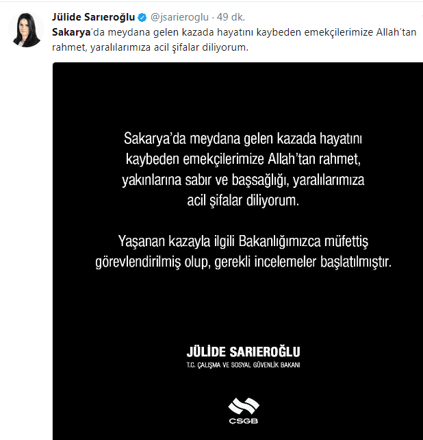 Kazayı araştırmak üzere müfettiş gönderildi