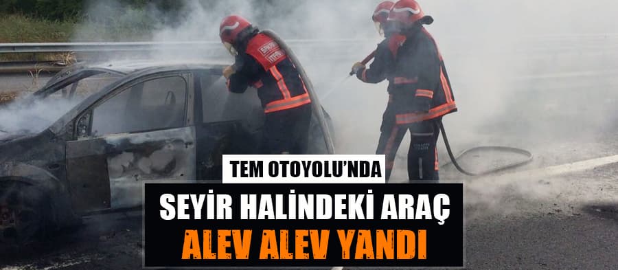 Otomobil alev alev yandı