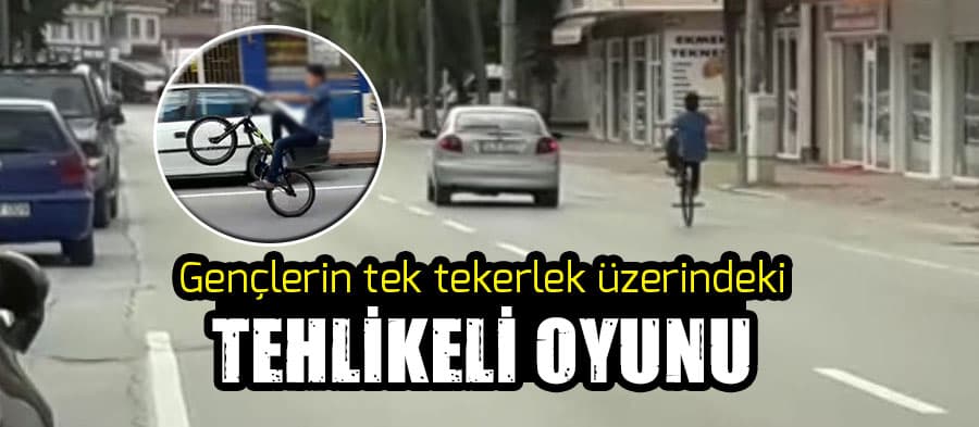 Gençlerin tek tekerlek üzerindeki tehlikeli oyunu
