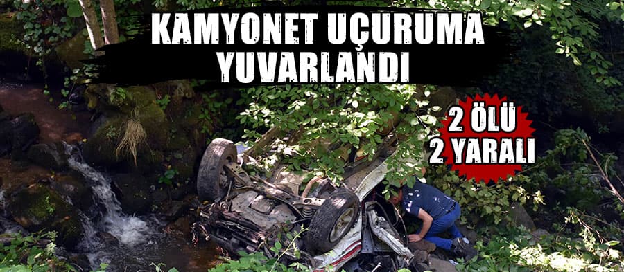 Kamyonet uçuruma yuvarlandı