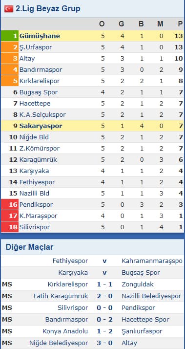Sakaryaspor, Gümüşhane ile berabere kaldı