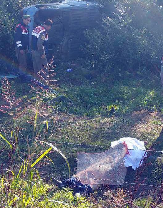 Takla atan aracın sürücüsü can verdi