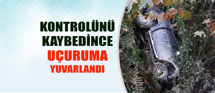 Kontrolden çıkan araç şarampole yuvarlandı