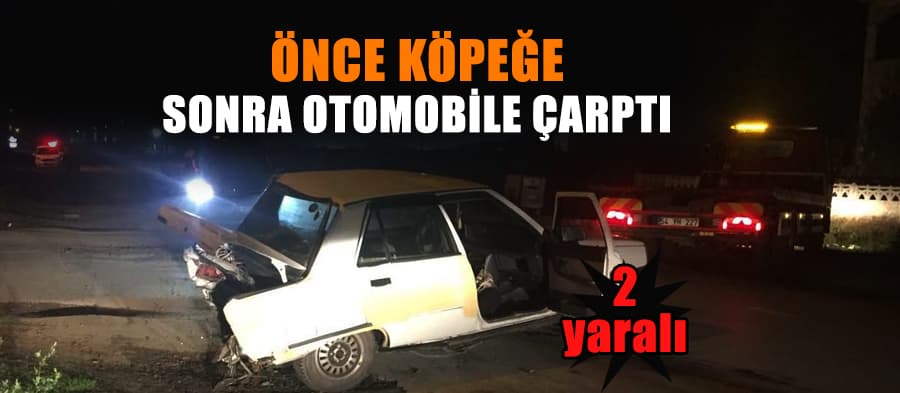 Önce köpeğe sonra otomobile çarptı