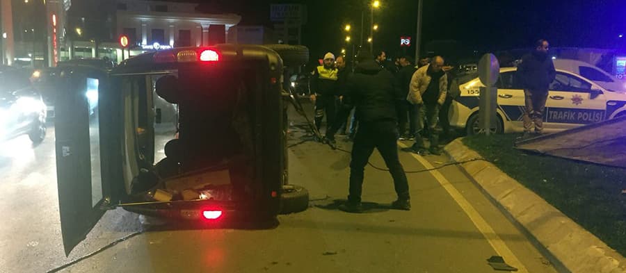 Eski Terminal Kavşağı'nda yan yattı