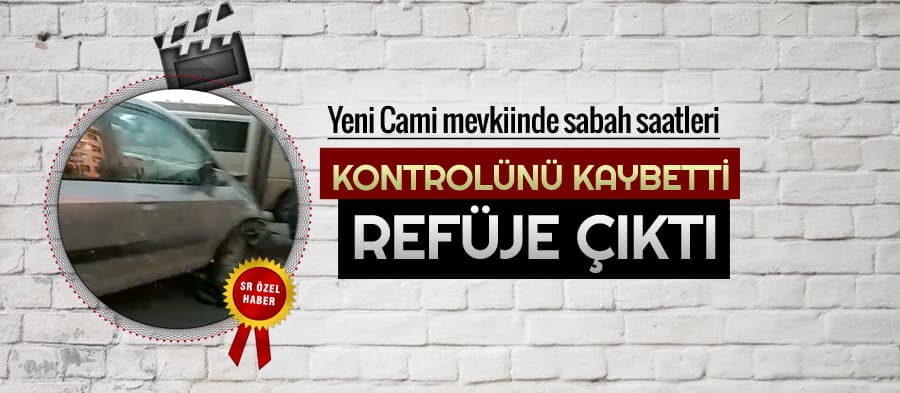 Kontrolünü kaybeden otomobil refüje çıktı