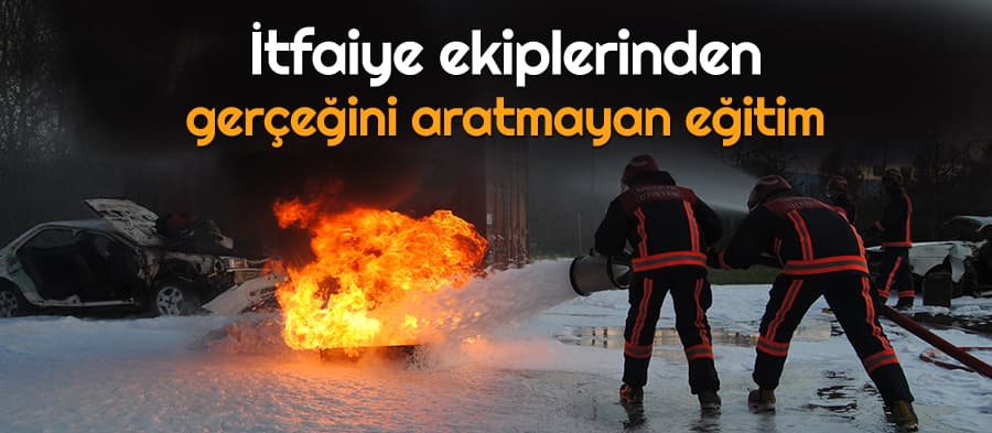 İtfaiye ekiplerinden gerçeğini aratmayan eğitim