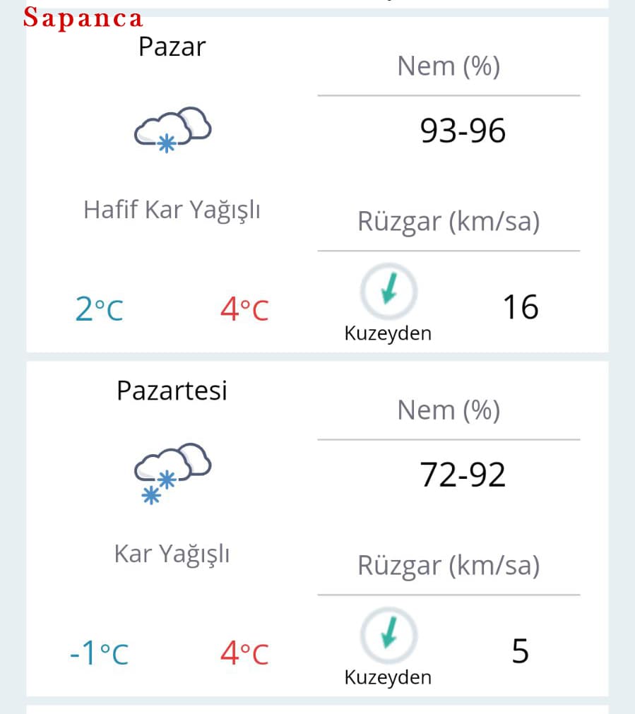 Sakarya'ya kar geliyor