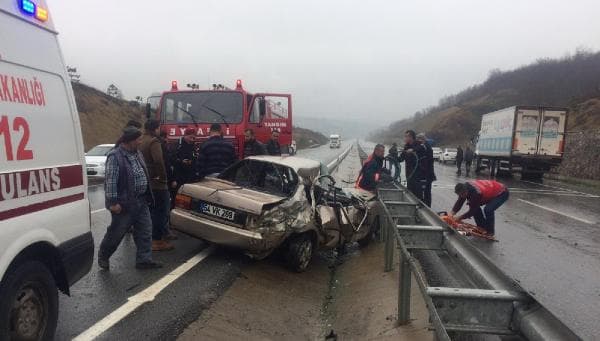 Kayganlaşan yolda feci kaza