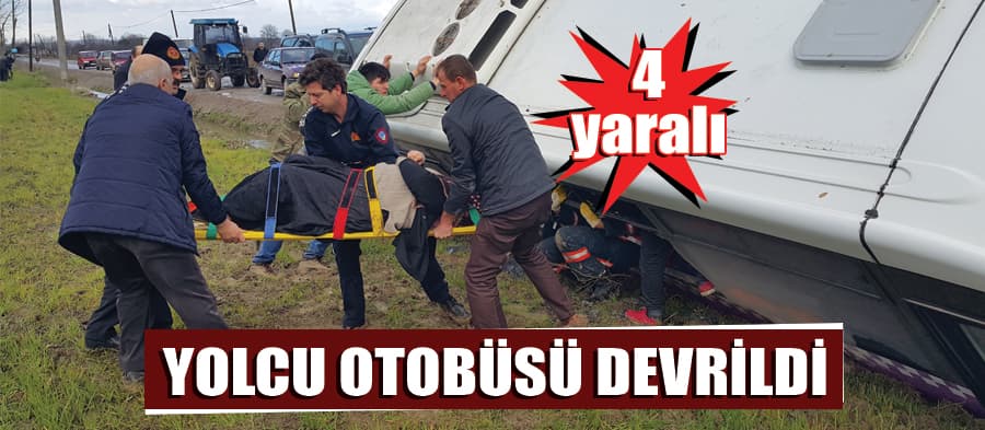 Yolcu otobüsü su kanalına devrildi
