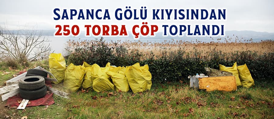 Sapanca Gölü kıyısından 250 torba çöp toplandı