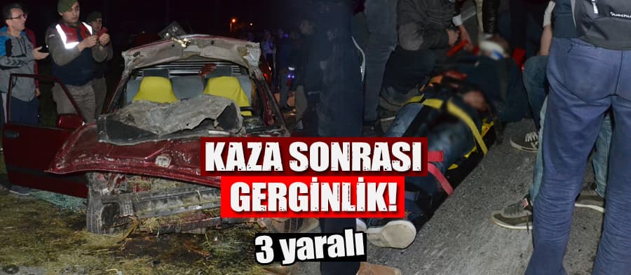 Traktör ile otomobil çarpıştı