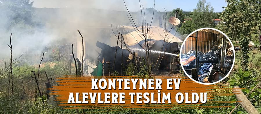 Konteyner ev alevlere teslim oldu 