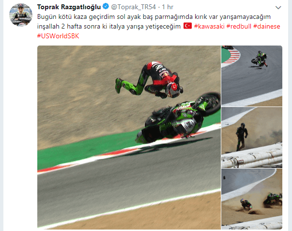 Toprak Razgatlıoğlu, ABD'deki yarışta kaza geçirdi