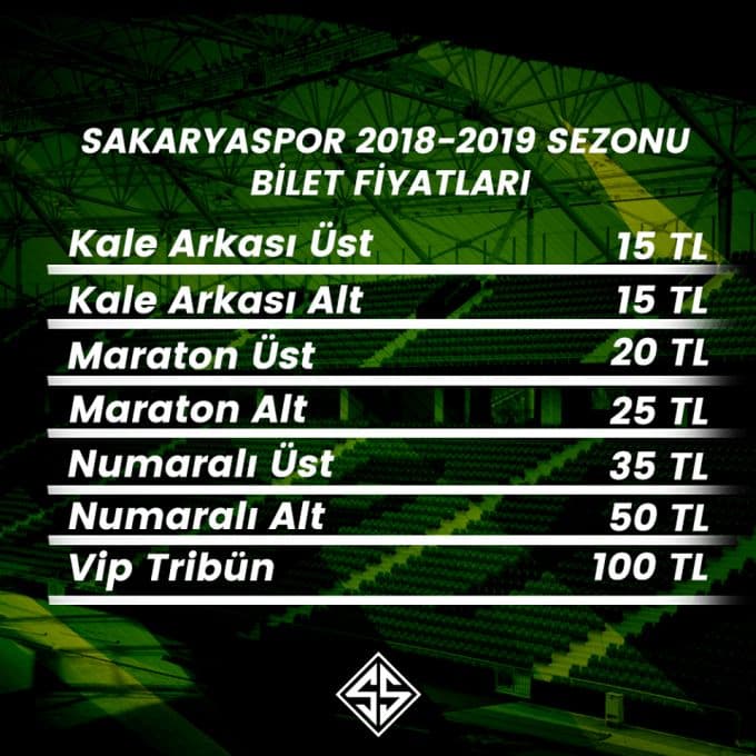 Sakaryaspor'da kombine fiyatları belli oldu