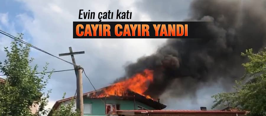 Sakarya'da evin çatı katı cayır cayır yandı