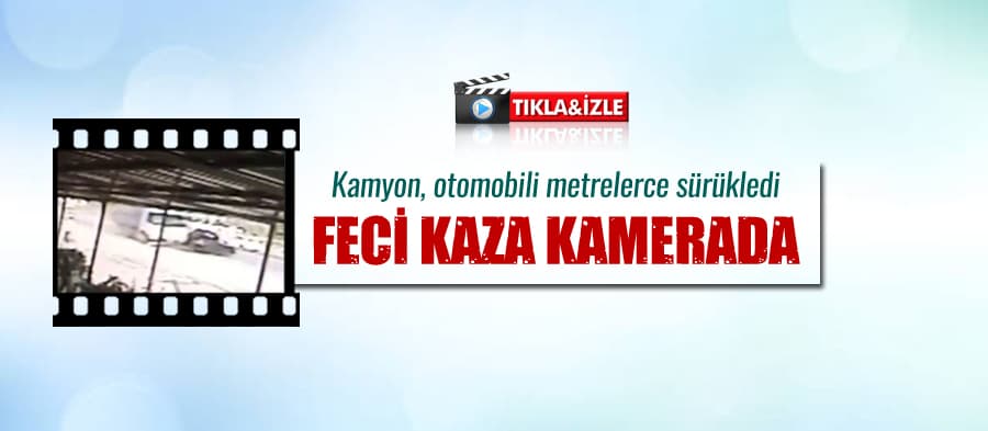 Kamyon, ışıklarda duran otomobile böyle çarptı