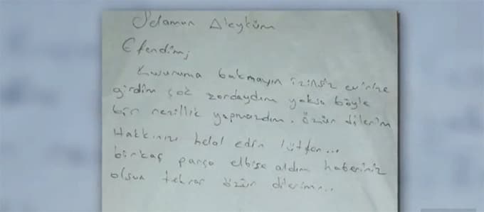 Hırsız ev sahibine not bıraktı