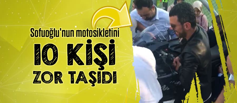 Sofuoğlu'nun motosikletini 10 kişi zor taşıdı