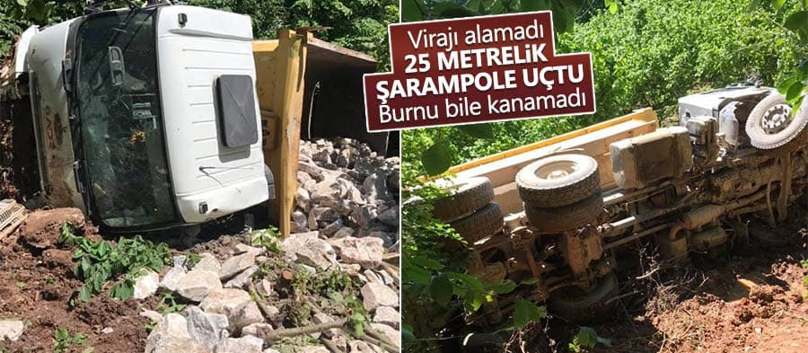 25 metrelik şarampole uçtu, burnu bile kanamadı