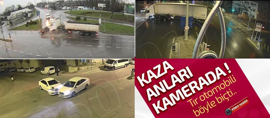 Tır otomobili böyle biçti