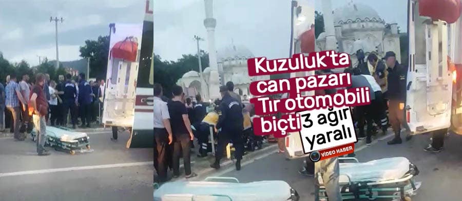 Tır otomobili biçti: 3 ağır yaralı