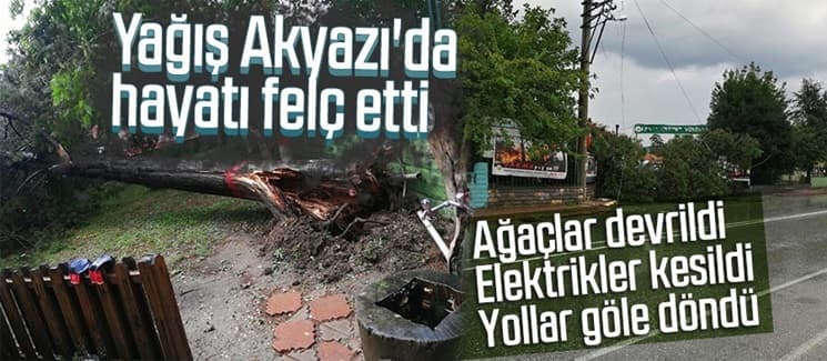 Yağış Akyazı'da hayatı felç etti