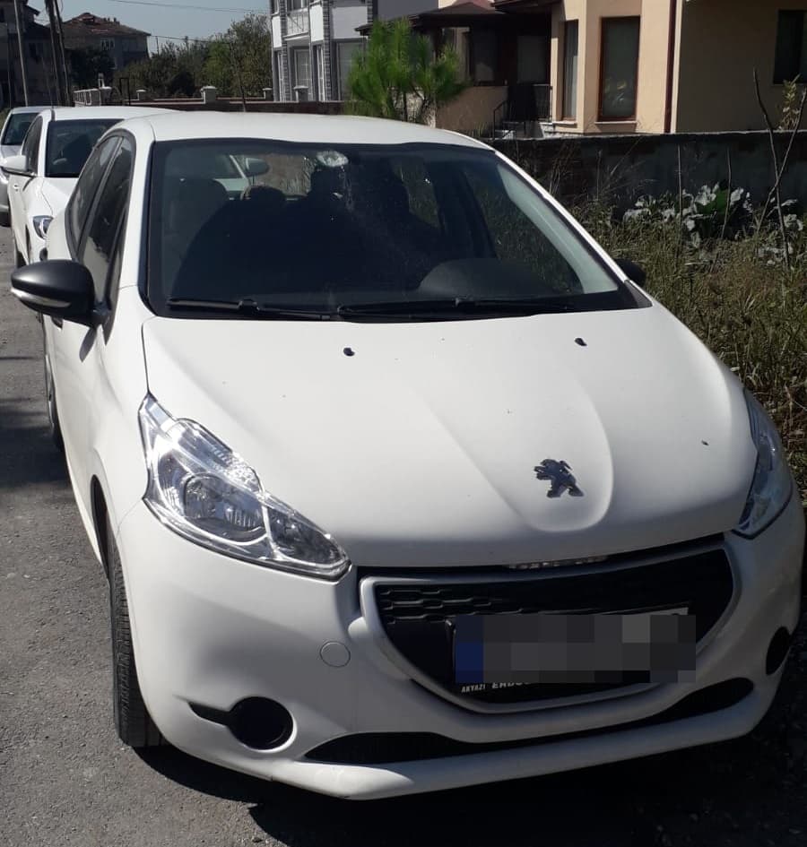 Park halindeki aracın camına düştü