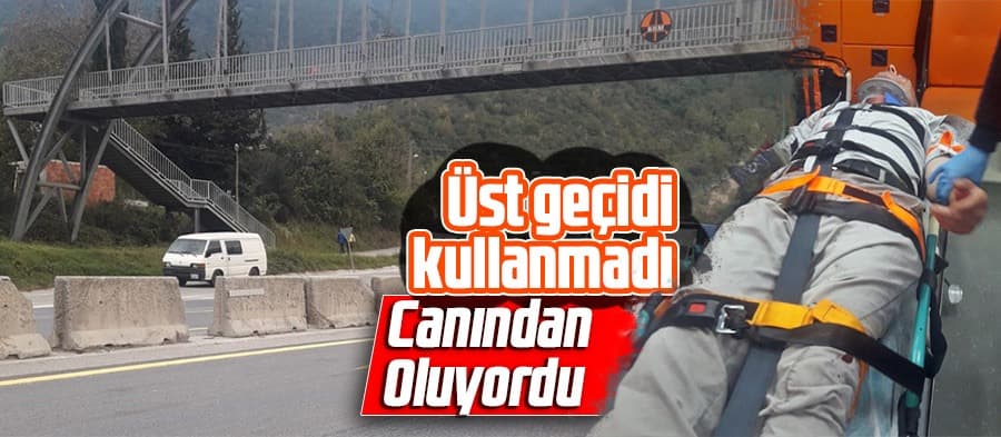 Üst geçidi kullanmadı, canından oluyordu