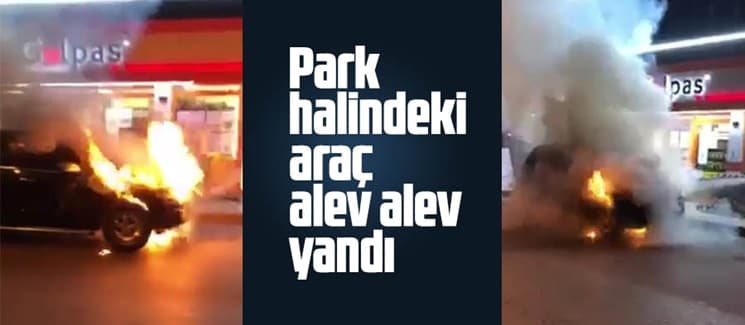 Park halindeki araç alev alev yandı
