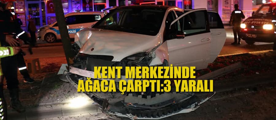 Otomobil ağaca çarptı: 3 yaralı