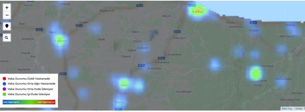 Sakarya'nın ilçe ilçe koronavirüs haritası