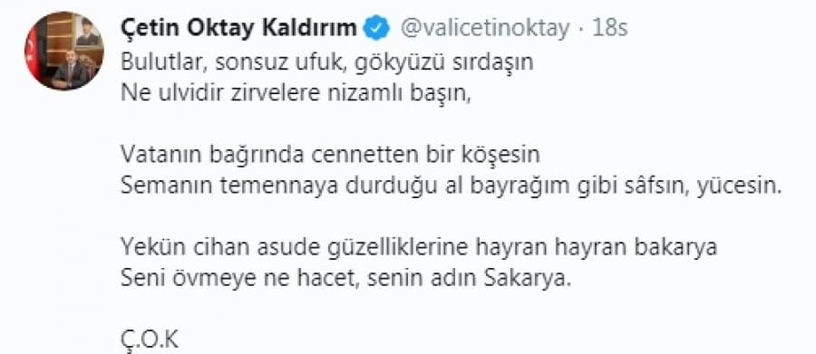 Vali kaldırım'dan Sakarya şiiri