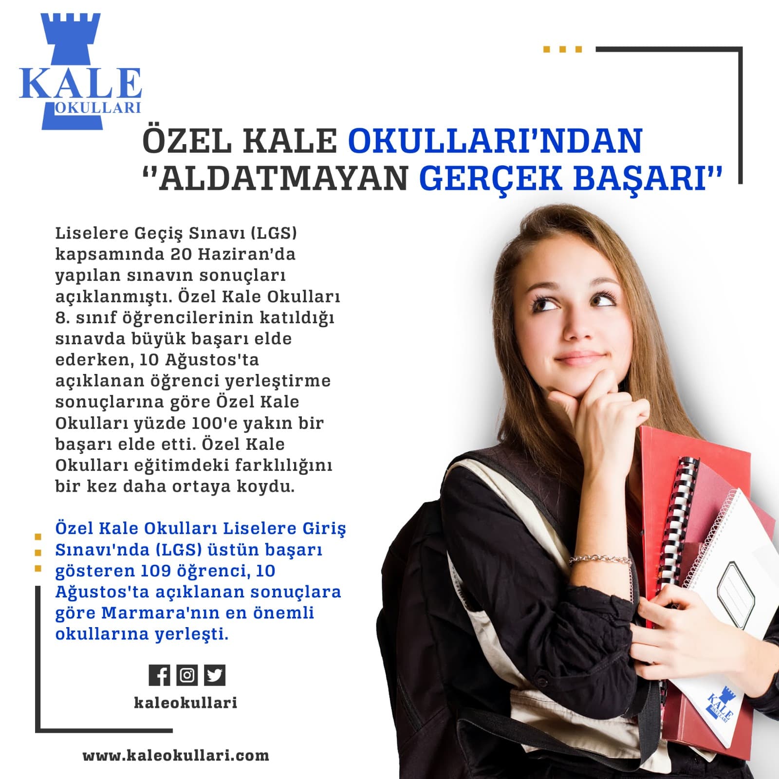 Özel Kale Okulları'ndan aldatmayan gerçek başarı!