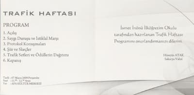 Trafik Haftası Programı 7 Mayıs Perşembe AFA&#8217;da