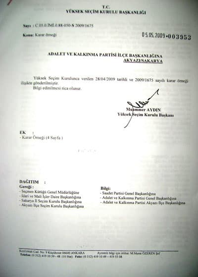 Akyazı'da Belediye Seçimlerinin İptali