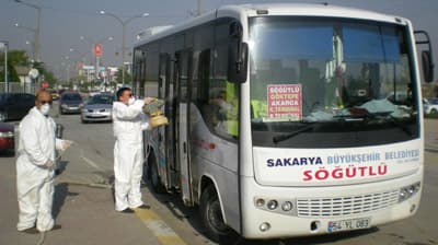 Söğütlü Otobüsleri Domuz Gribine Karşı İlaçlandı