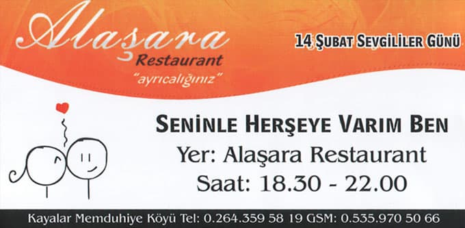 Alaşara Restaurant'ta Sevgililer Günü'ne Özel Program 