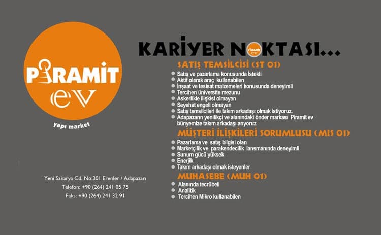 Piramit Yapı Elemanlar Arıyor!