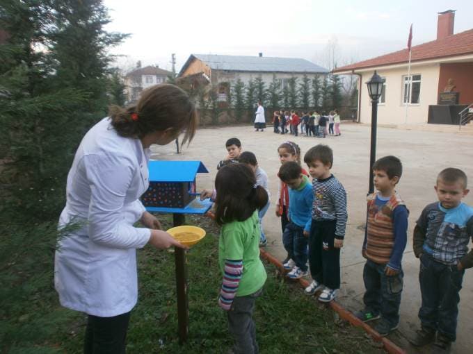 Miniklerden kuşlara "şefkat eli"