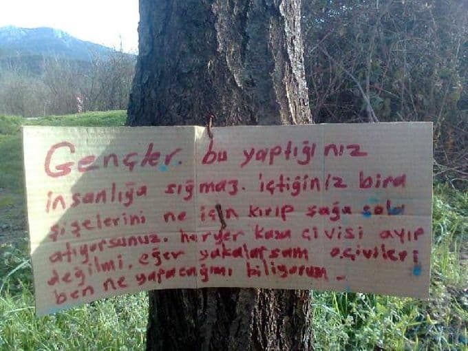 Bahçesini kirletenlere böyle seslendi