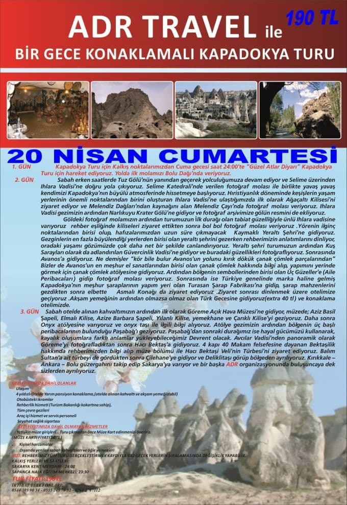 ADR Sakarya Travel, Kapadokya'ya götürüyor