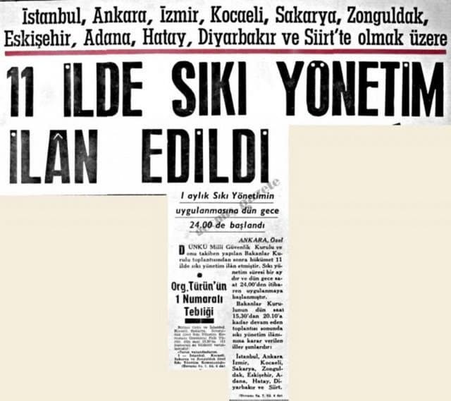 "Sakarya'da Sıkı Yönetim İlan Edildi"