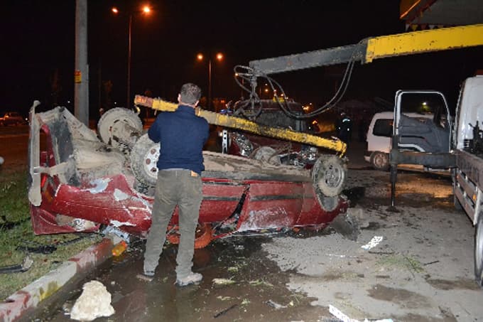 Trafik kazasında faciadan dönüldü !