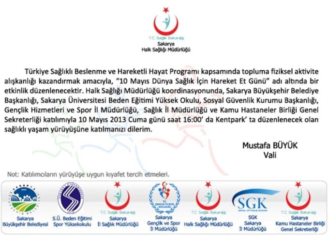 Sakarya protokolü sağlıklı yaşam için yürüyecek
